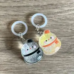 ゆきだるま めじるしチャーム スノーマン 雪だるま　黒色　白色