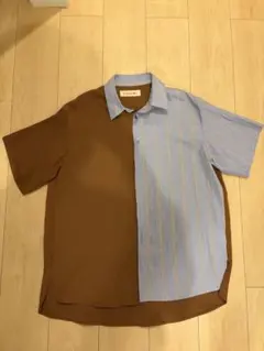 25SS✨️CULLNI クルニ アシンメトリー切り替え半袖シャツ 白×黒