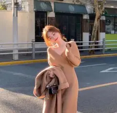 ✴︎完売品✴︎ ニットワンピース　美シルエット　無地　着痩せ　人気カラー　綺麗め