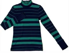 Tommy Hilfiger ネイビー×グリーン ボーダー　ハイネック
