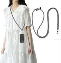 スマホネックストラップ ナイロン製 首掛け 紛失 落下防止 全機種対応 着脱簡単