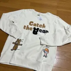 新品ランドリー裏起毛トレーナーMサイズホワイトスウェットlaundry ベア熊