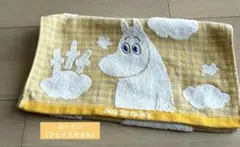 ムーミン Moominvalley フェイスタオル 黄色 チェック柄　可愛い柄