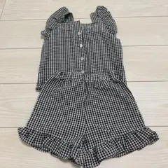 ギンガムチェック フリル付き キッズ服セットアップ