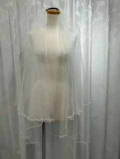 【新品未使用】ミディアムウェディングベールシルクビーズ オフホワイト 結婚式