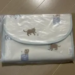 ジェラートピケ プレイフルキャット柄 母子手帳ケースM ブルー