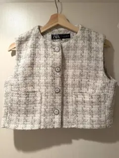 美品　ZARA ツイード　ベスト　ジレ　Sサイズ