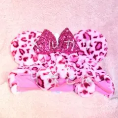 ミニーマウス・レオパード(豹柄)ファンキャップ ピンク