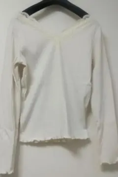 レース付き長袖リブTシャツ ２色セット