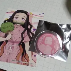 鬼滅の刃　極楽湯　アクリルバッジ　ポストカード　禰豆子