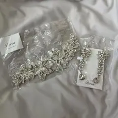 ブライダルアクセサリー　ヘッドドレス&イヤリング　シルバー