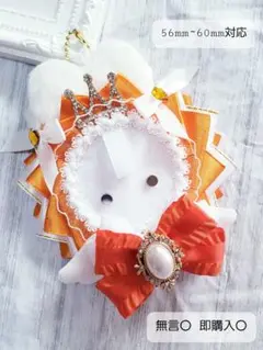 痛ロゼット ウサ耳ロゼット オレンジ 橙 痛バ 缶バッジ ハンドメイド