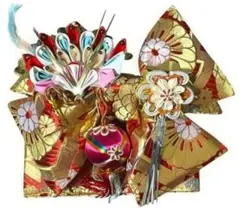 【中 5歳】七五三 作り帯 一体型 豪華 金襴 花柄 飾り付き