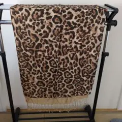 ヒョウ柄ストール フリンジ付き