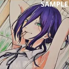 チェンソーマン　レゼ　手描き アナログ イラスト 色紙 ファンアート　コピック