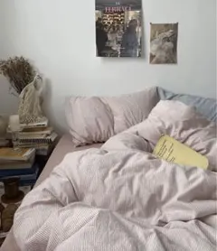 北欧チェック柄 綿100% ベッドリネンセット 3点