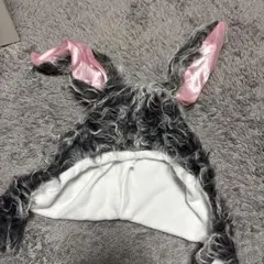 ウサギ耳コスプレ帽子 グレー・ホワイト