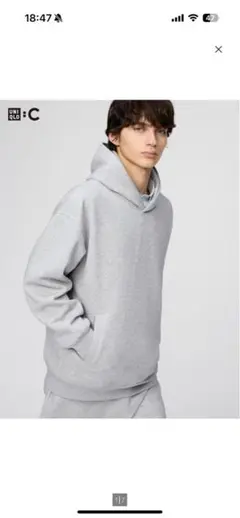 スウェットオーバーサイズプルパーカ　グレー　M