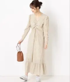 アルシーヴ　花柄ロングワンピース　長袖