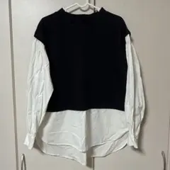 レイヤードデザイン長袖シャツ XLサイズ