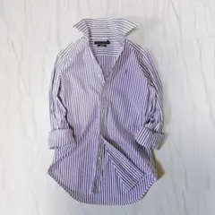 ラルフローレン ストライプシャツ ホースロゴ コットン ホワイト×ブルー L相当