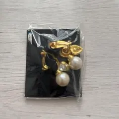 ゴールド パール クリスタル イヤリング 2個セット