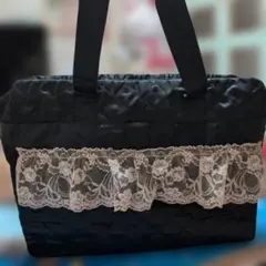 NaRaYa キルティング ショルダーバッグ ブラックピンク レースのサムネイル