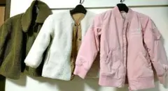 ボアジャケット3点セット（カーキ・ホワイト・ピンク）