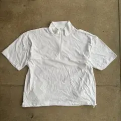ホワイト ハーフジップ Tシャツ Lサイズ