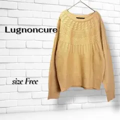 【Lugnoncure】 ケーブル編み ニットプルオーバー ベージュ (F)