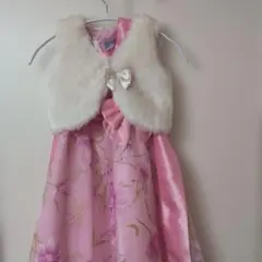 キャサリンコテージ　ピンク花柄フォーマルドレス　パニエ付き3点セット