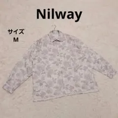 ニルウェイ オーバーサイズデザインレギュラーカラーシャツ M 花柄 個性的