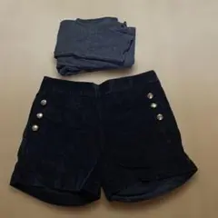 GAP KIDS コーデュロイ ショートパンツ ブラック おまけリブレギンス付き