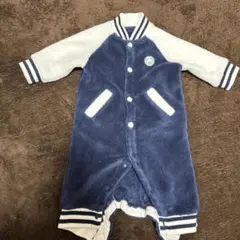 フリースロンパース ネイビーとライトブルー