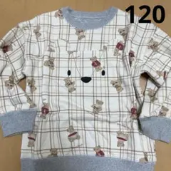 未使用 SLAP SLIP クマ耳総柄リバーシブルトレーナー 120