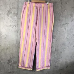 Y5812古着　柄パンツ　パジャマパンツ　ピンク　赤　黄　緑　オレンジ　紫