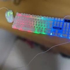 T-WOLF ゲーミングキーボード マウスセット ホワイト