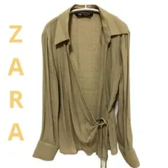 ZARA カシュクール風長袖シャツカーキ羽織り