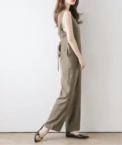 AMELY バックリボンVネックサロペット