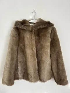 ZARA フェイクファー フード付き ファーコート