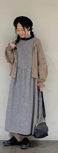 サマンサモスモス＊レーススリーブニット長袖トップス（モカ）