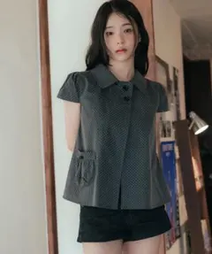 HIGH SCHOOL DISCO チェックダブルボタンブラウス | Mercari
