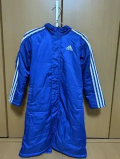 adidas ベンチコート キッズ 青 中綿入り