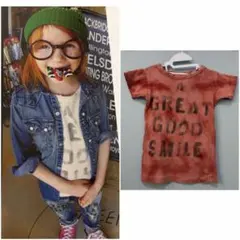 120 デニム＆ダンガリー　ダメージ加工　Tシャツ　赤　レッドのサムネイル