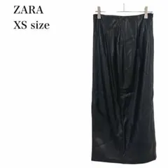 新品/ザラ/タイトスカート/フェイクレザー/裏起毛/ロング丈/XS/ブラックのサムネイル