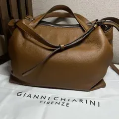 GIANNI CHIARINI ブラウン バッグ2way ショルダー保存袋付き