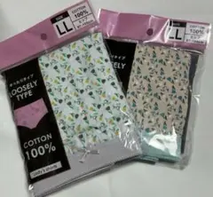 L Lサイズ　ショーツ　2枚　綿100% 新品未使用　股上深め　ゆったり　花柄