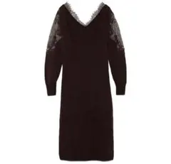 snidel スナイデル　ニットワンピース　ビジュー　ブラウン