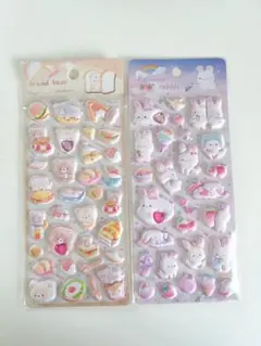 ストーン付き ぷくぷくシール もちもち シールマシュマロシール くま　うさぎ