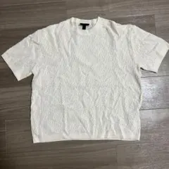 H&M ホワイト ニット Tシャツ レギュラーフィット